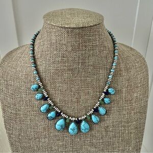 CHAPS Faux Turquoise Southwestern Necklace 16 Inch with Extender